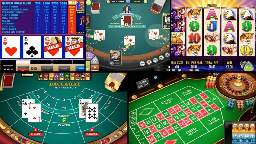 Tampilan meja kasino digital dengan suasana permainan kartu