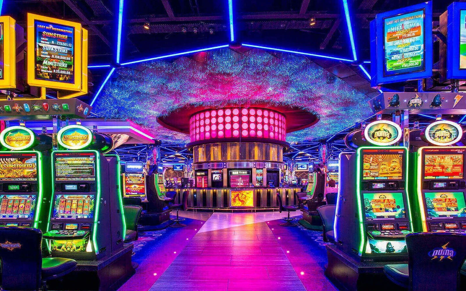 Ilustrasi video slot dengan simbol bonus dan efek visual